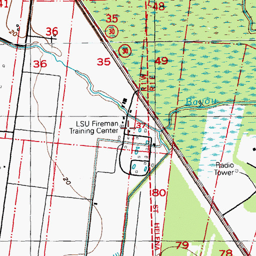 Topographic Map of Louisiana State University Fire and Emergency Training Institute, LA