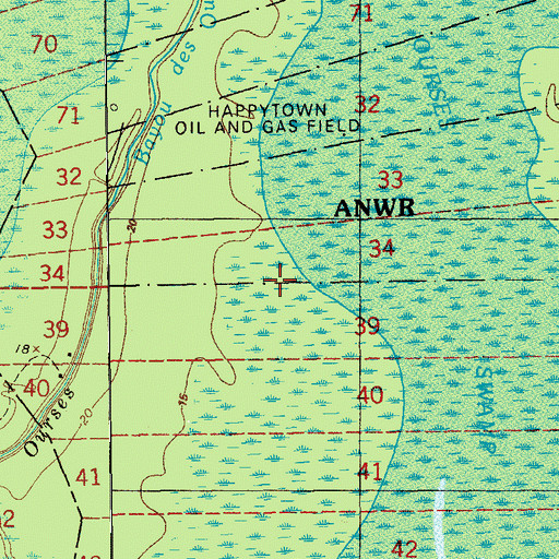 Topographic Map of Happytown Oil and Gas Field, LA