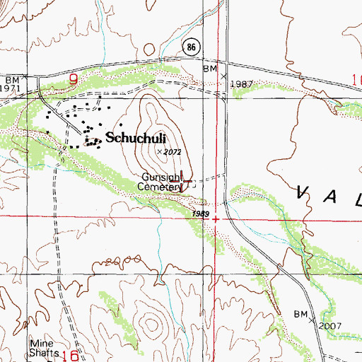 Topographic Map of Gunsight Cemetery, AZ