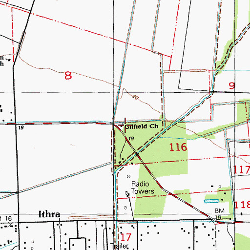 Topographic Map of Gifield Baptist Church, LA
