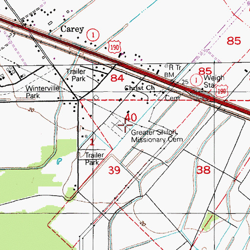 Topographic Map of Greater Shiloh Missionary Cemetery, LA