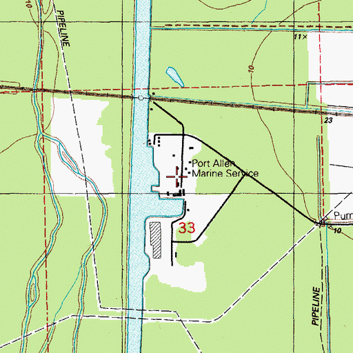 Topographic Map of Port Allen Marine Service, LA