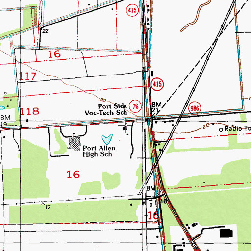 Topographic Map of Louisiana Technical College Port Allen Extension Campus, LA