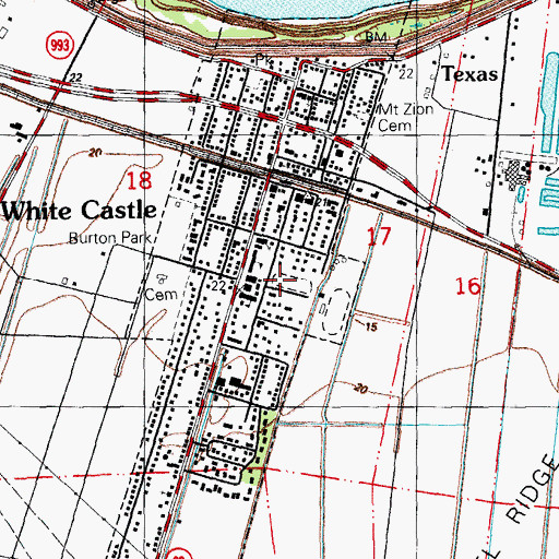 Topographic Map of White Castle High School, LA