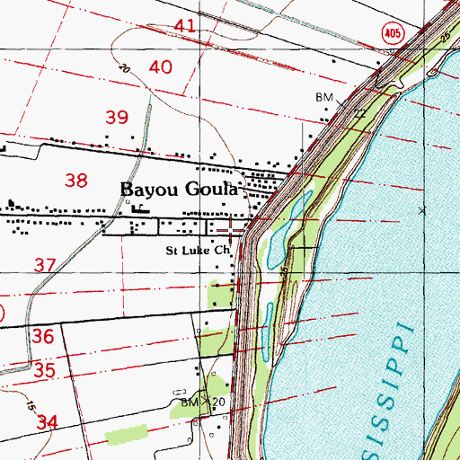 Topographic Map of Saint Luke Catholic Church, LA