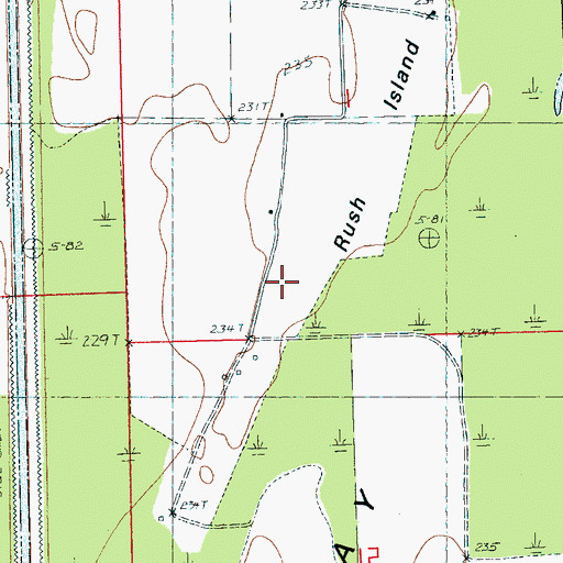 Topographic Map of Rush Island, AR