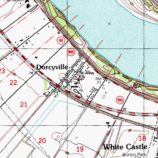 Topographic Map of Saint John Catholic Church, LA