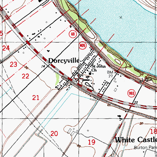 Topographic Map of Saint John Cemetery, LA