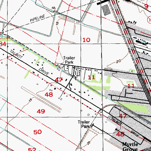 Topographic Map of Beulah Light Church, LA