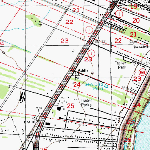 Topographic Map of Addis Baptist Church, LA
