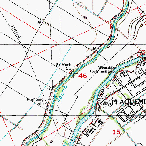 Topographic Map of Saint Mark Church, LA