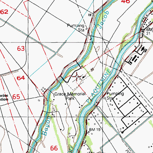 Topographic Map of Grace Memorial Park Cemetery, LA