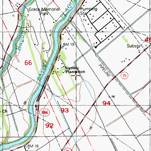 Topographic Map of Variety Plantation, LA