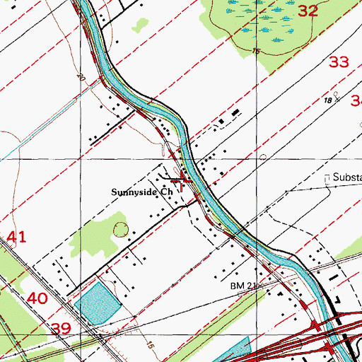 Topographic Map of Sunnyside Apostolic Church, LA