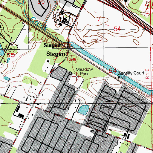 Topographic Map of Meadow Park, LA