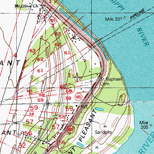 Topographic Map of Point Pleasant Cemetery, LA