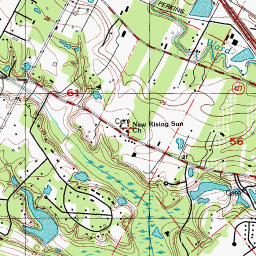 Topographic Map of New Rising Sun Baptist Church, LA