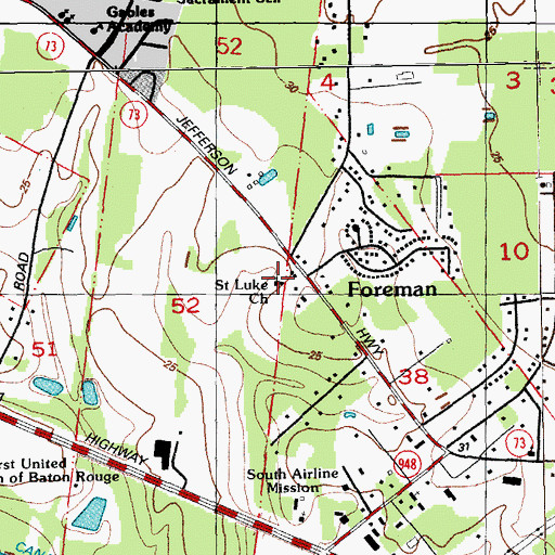 Topographic Map of Saint Luke Baptist Church, LA