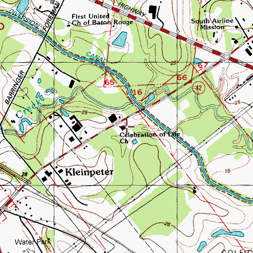 Topographic Map of Celebration of Life Church, LA