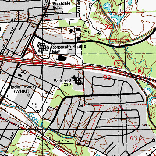 Topographic Map of Parkland Hospital, LA