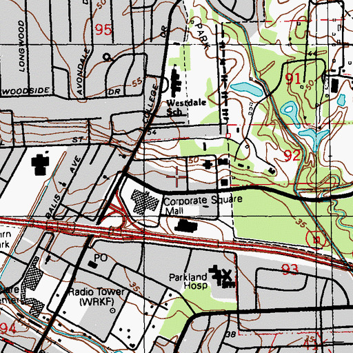 Topographic Map of Corporate Square Mall, LA