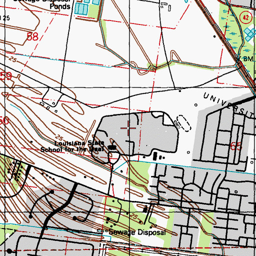 Topographic Map of Louisiana School for the Deaf, LA