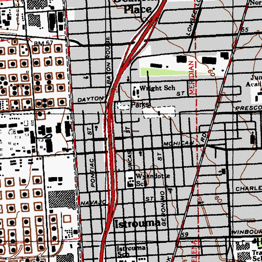 Topographic Map of Tuscarrora Street Park, LA