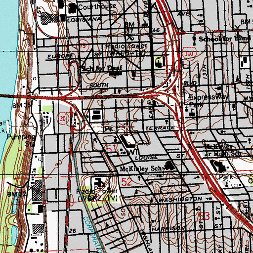 Topographic Map of Terrace Street Park, LA