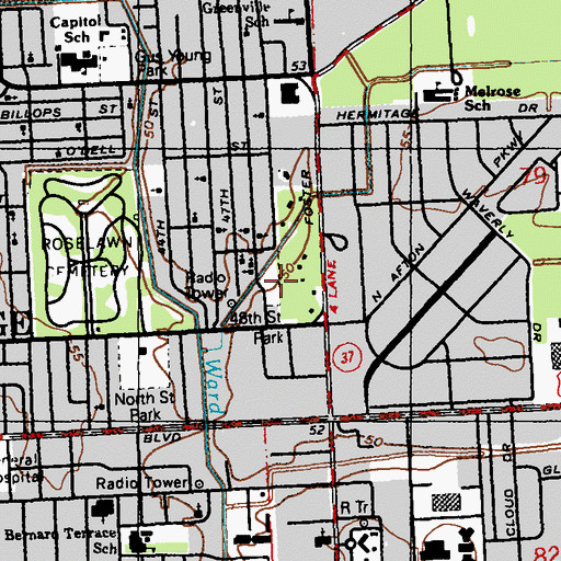 Topographic Map of 40th Street Park, LA
