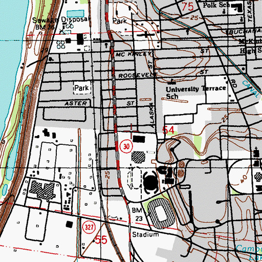 Topographic Map of Magnolia Mound Park, LA