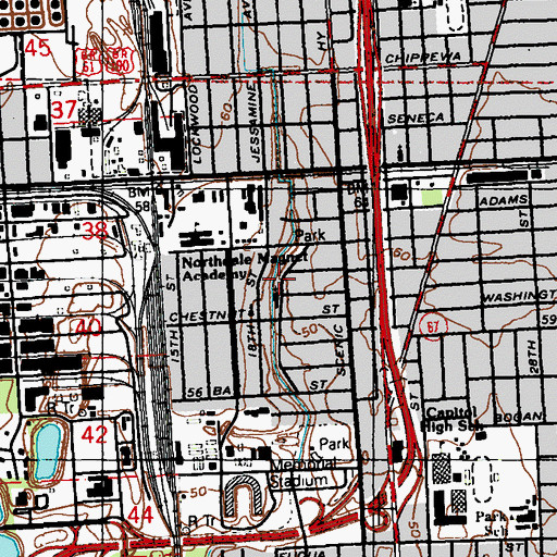 Topographic Map of Madison Avenue Park, LA