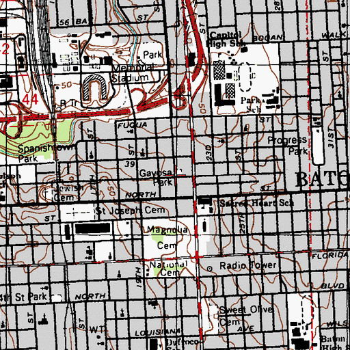 Topographic Map of Gayosa Park, LA
