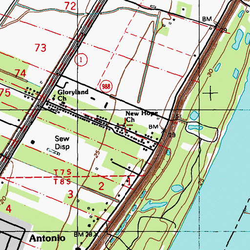 Topographic Map of New Hope Baptist Church, LA