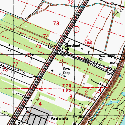 Topographic Map of Little Saint Paul Spiritual Church, LA