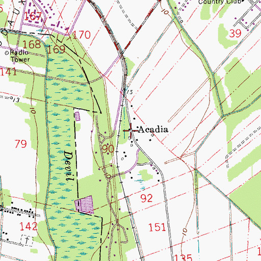 Topographic Map of Acadia, LA