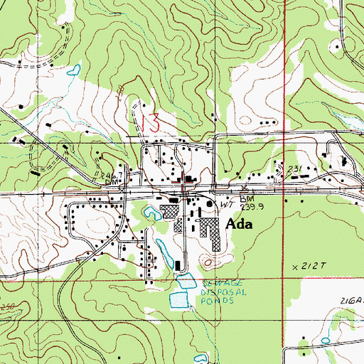 Topographic Map of Ada, LA