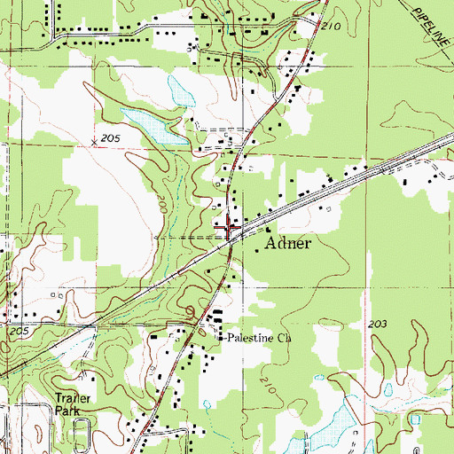 Topographic Map of Adner, LA