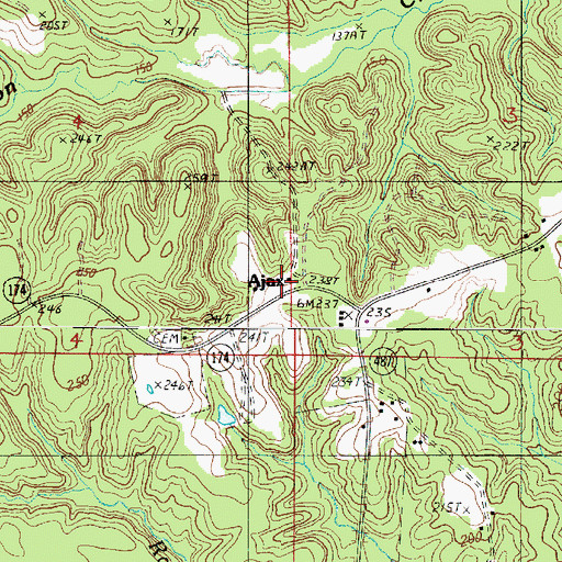 Topographic Map of Ajax, LA