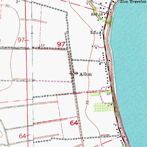 Topographic Map of Allon, LA