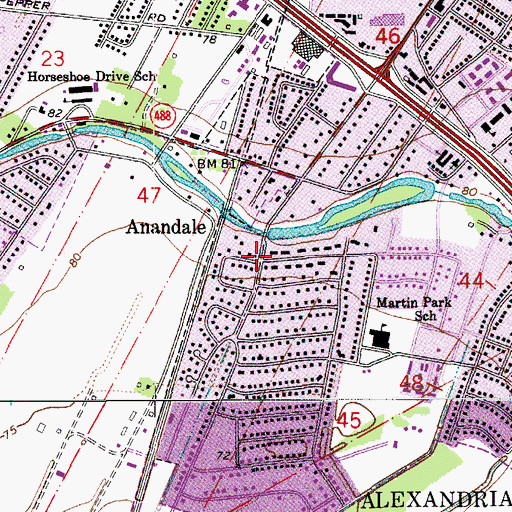 Topographic Map of Anandale, LA