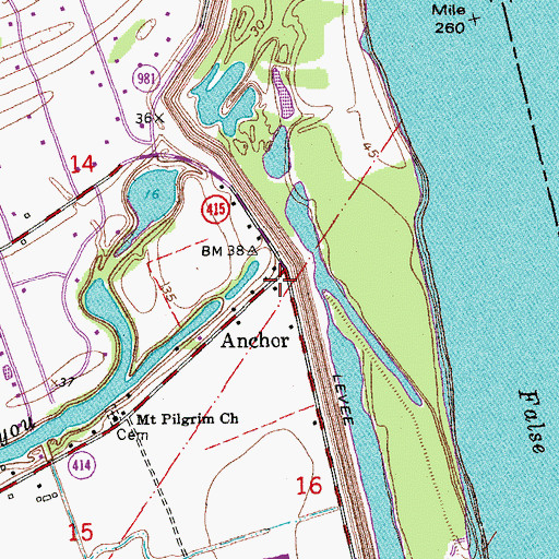 Topographic Map of Anchor, LA