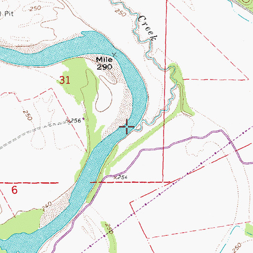 Topographic Map of Rutherford Creek, AR