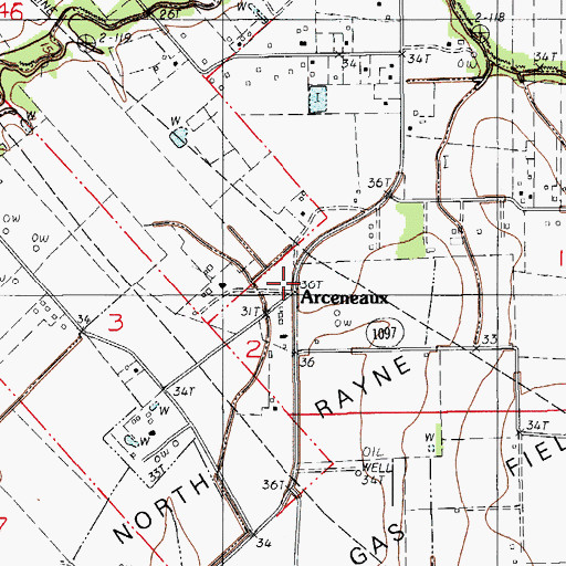 Topographic Map of Arceneaux, LA