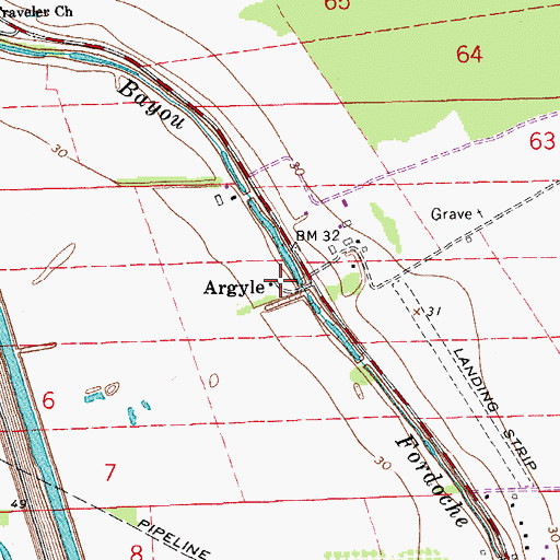 Topographic Map of Argyle, LA