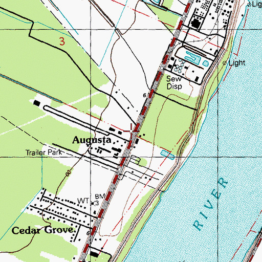 Topographic Map of Augusta, LA