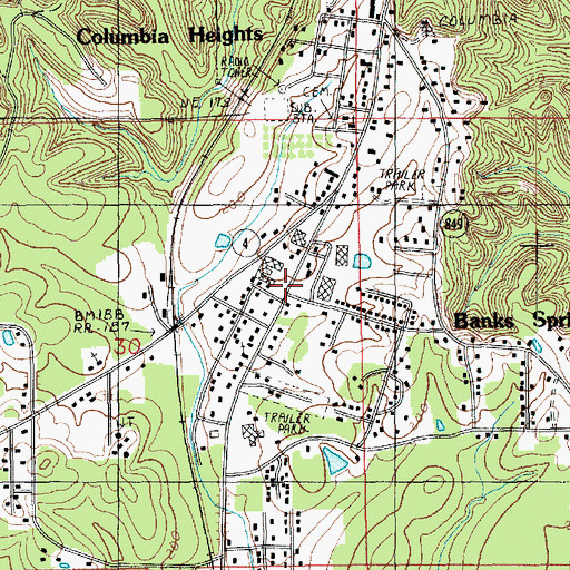 Topographic Map of Banks Springs, LA