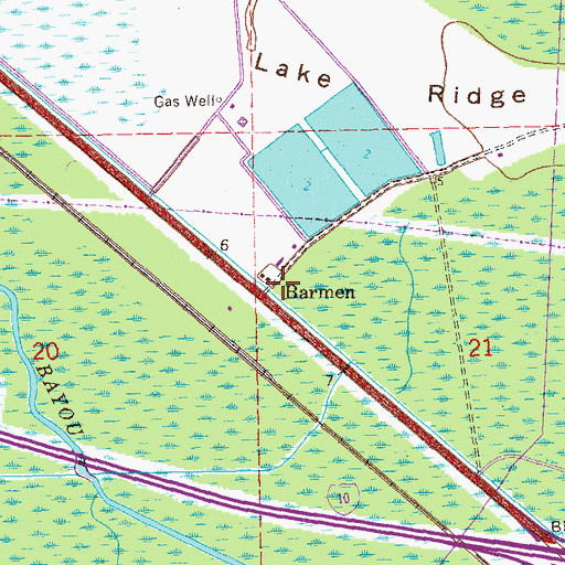 Topographic Map of Barmen, LA