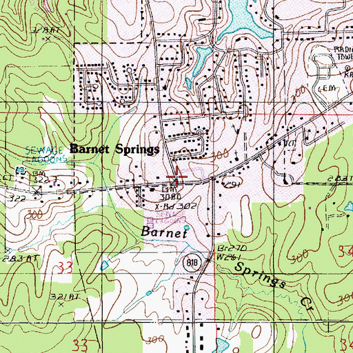 Topographic Map of Barnet Springs, LA