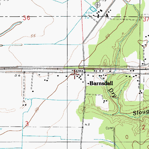 Topographic Map of Barnsdall, LA