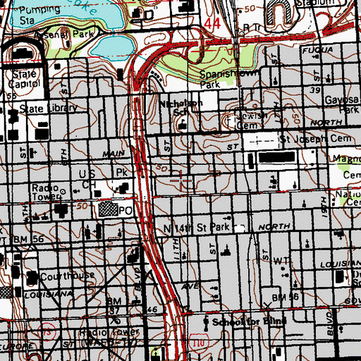 Topographic Map of Baton Rouge Junior High School (historical), LA